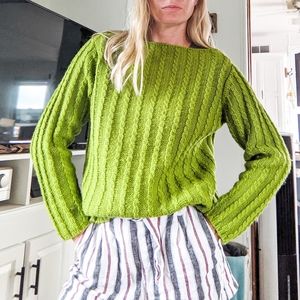 Vintage bright green 90's chunky knit sweater medium